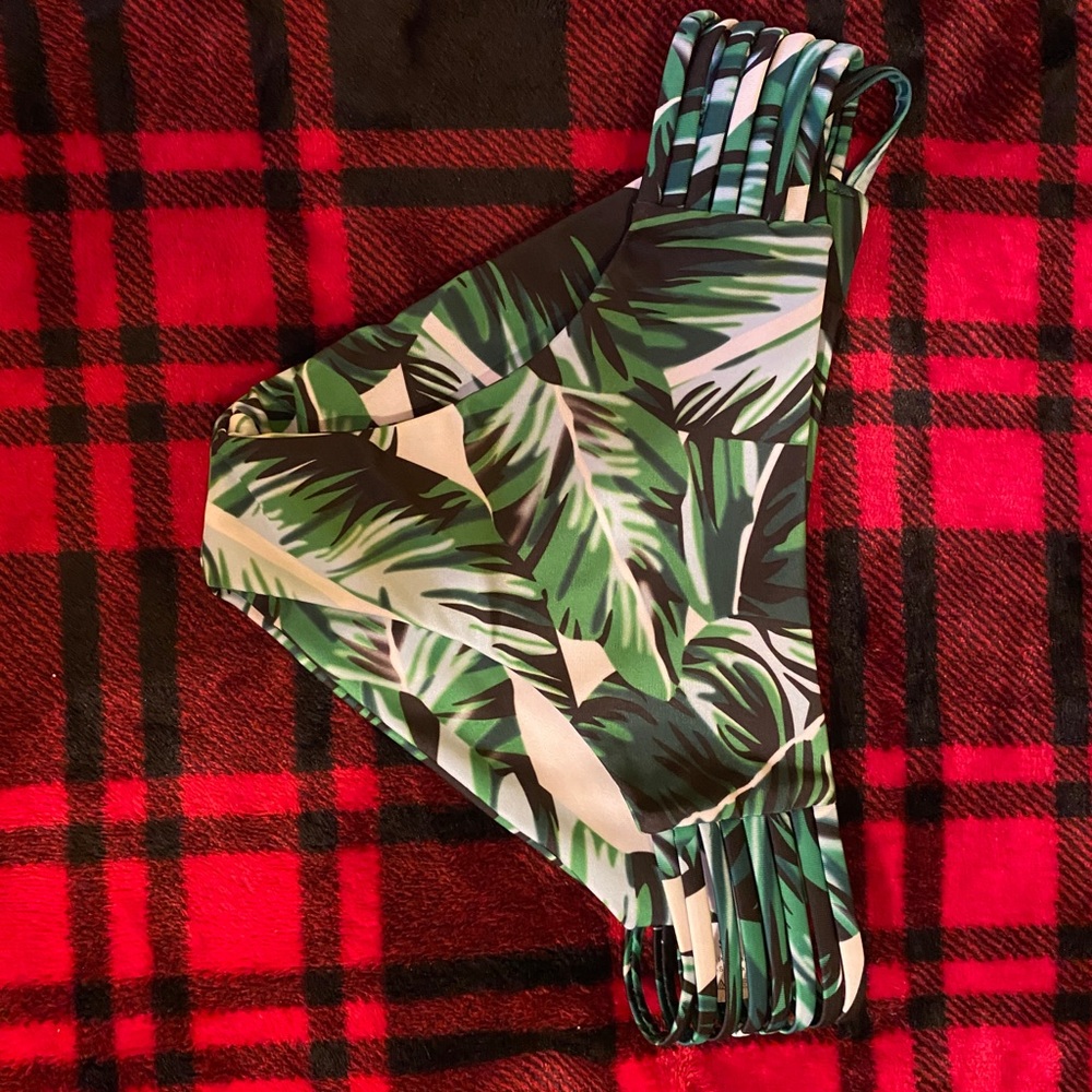 leafy print bikini bottoms